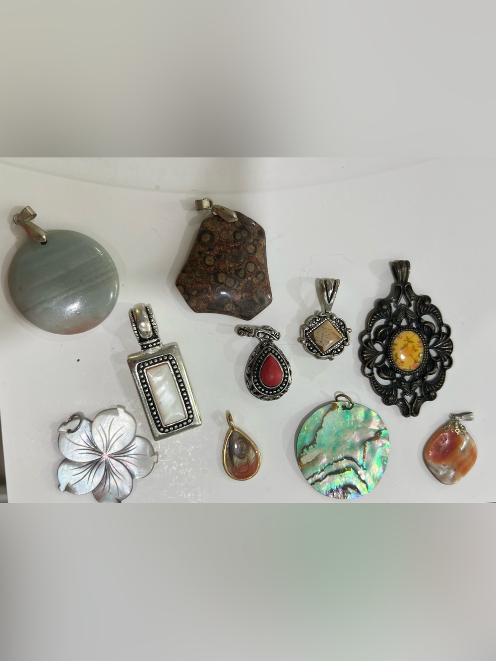 Assorted Women’s Multi-Color Pendant Collection - Mixed Stone and Shell Charms